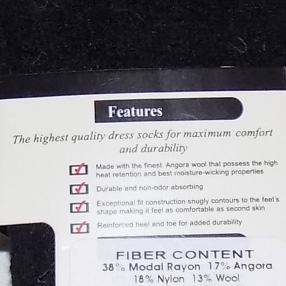 New Ecco 2 pack, 1 pr solid black and 1 pr argyle (sock size 9-11) - Picture 5 of 5